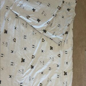 Dog Patterned Cream Bedding Set